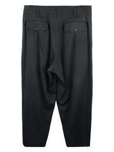 Yohji Yamamoto drop-crotch pleated wool trousers - Zwart