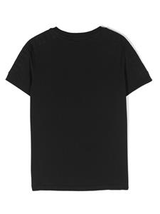 Balmain Kids logo-embroidered embossed-shoulders T-shirt - Zwart