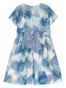 Il Gufo watercolour floral-print dress - Blauw