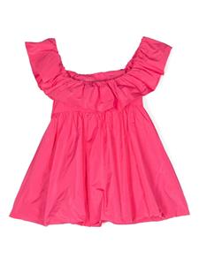 MSGM Kids logo-embroidered taffeta dress - Roze