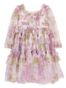 NEEDLE & THREAD KIDS Wisteria floral-print ruffled dress - Beige