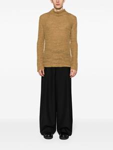 DRIES VAN NOTEN mock-neck linen jumper - Beige