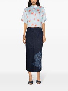 Kenzo floral-print denim maxi skirt - Blauw