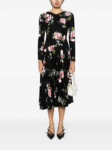 Erdem Midi-jurk met bloemenprint - Zwart