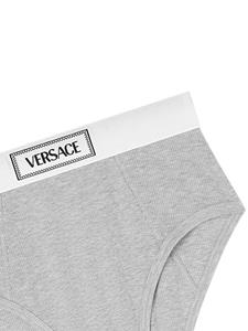 Versace Fijngeibbelde slip met logoband - Grijs