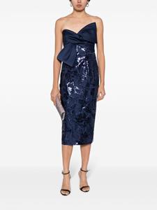 Marchesa Notte Midi-jurk verfraaid met pailletten - Blauw