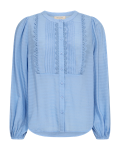 FreeQuent  Blauw Blouse effen kantje 