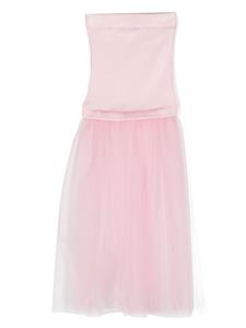 Monnalisa tulle-panel ribbed skirt - Roze