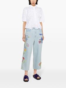 Kenzo Drawn Flowers mid-rise wide-leg jeans - Blauw