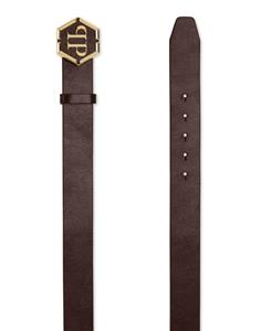 Philipp Plein logo-buckle leather belt - Bruin