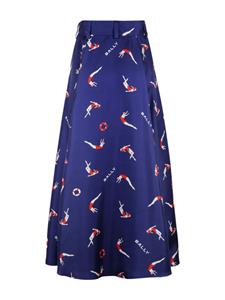 Bally graphic-print A-line skirt - Blauw