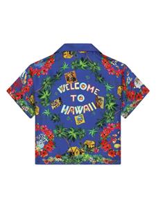 Dolce & Gabbana Kids graphic-print cotton shirt - Blauw