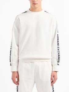 Armani Exchange Sweater met ronde hals en logoprint - Wit