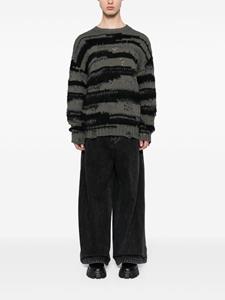 Juun.J distressed striped jumper - Zwart