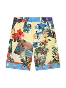 Dolce & Gabbana Kids Hawaiian-print Bermuda shorts - Geel