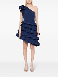 Marchesa Notte Taffeta asymmetrische gelaagde mini-jurk - Blauw