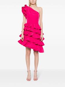 Marchesa Notte Taffeta asymmetrische gelaagde mini-jurk - Roze