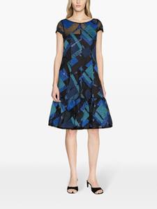 Talbot Runhof Flared mini-jurk met patchwork - Blauw