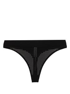Moschino rubberised-logo perforated thong - Zwart
