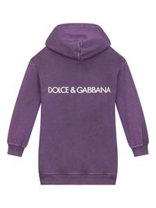 Dolce & Gabbana Kids Hoodie-jurk met logoprint - Paars