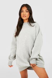 Boohoo Petite Oversized Basic Sweatshirt Jurk, Grey Marl