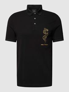 Armani Exchange Poloshirt met motiefstitching, model 'Chinese Dragon'