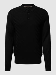 BOSS Black Padori Long Sleeve Jacquard-Knit Polo Shirt - S