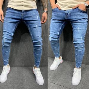 Zhuoneng Clothing Kwaliteit Heren Gerafelde Kalf Stretch Jeans Skinny Jeans Herenmode Casual Broek