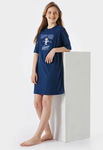Schiesser Slaapshirt korte mouw organic cotton college mouse nachtblauw - Nightwear 