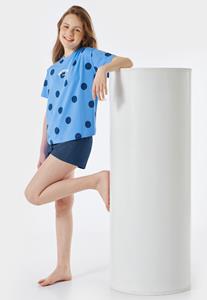Schiesser Pyjama short organic cotton dots lichtblauw - Nightwear 