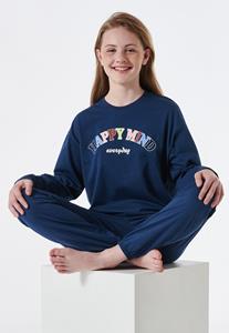 Schiesser Pyjama lange manchetten van Organic Cotton nachtblauw - Nightwear 