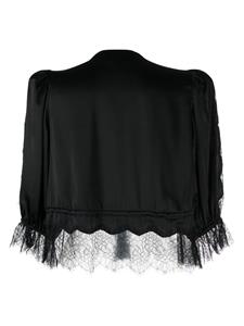 Cynthia Rowley Zijden peplum blouse met kanten afwerking - Zwart