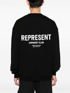 Represent logo-print cotton sweatshirt - Zwart
