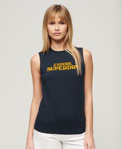 Superdry Vrouwen Slimfit Sport Luxe Graphic Tanktopje Blauw