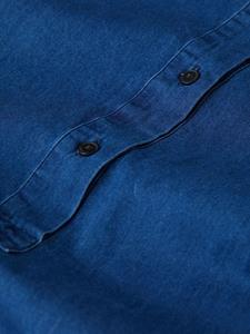 Closed puff-sleeve denim dress - Blauw