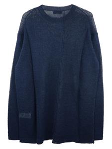 Yohji Yamamoto Fijngebreide trui met gestikt-detail - Blauw