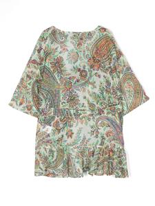 ETRO KIDS paisley-print cotton wrap dress - Groen