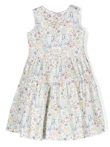 Il Gufo Mouwloze jurk met bloemenprint - Wit
