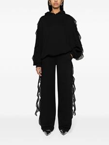 Blumarine ruffled cotton hoodie - Zwart