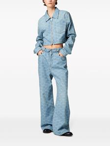 Miu Miu logo-print wide-leg jeans - Blauw