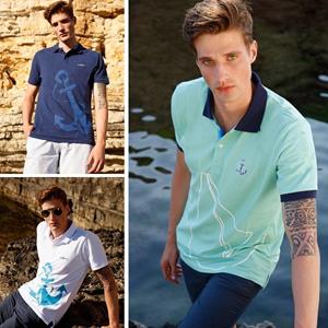 Anemoss T-shirt met polokraag voor heren, golftennisshirt met korte mouwen, 100% katoen, 6 verschillende ontwerpen