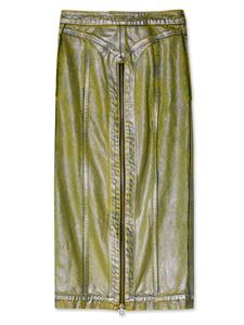Eckhaus Latta zip-up metallic denim skirt - Zilver