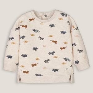 LA REDOUTE COLLECTIONS Sweater in molton, drukknoopsluiting achteraan, dierenprint