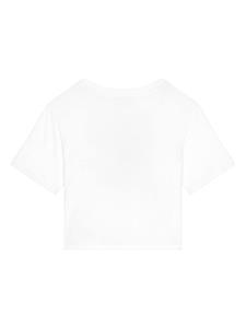 Dolce & Gabbana Kids Gestrikt T-shirt verfraaid met logo - Wit