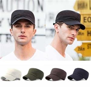 SweetInfant Klassieke effen vintage pet katoenen militaire hoed voor mannen vrouwen patrouille trucker hoeden verstelbare platte top caps