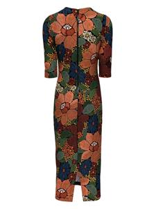FARM Rio floral-embroidered midi dress - Zwart