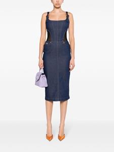 Versace Jeans Couture buckle-straps denim midi dress - Blauw