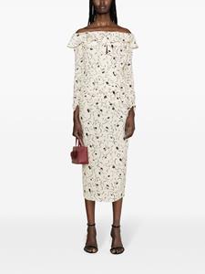 Alessandra Rich floral-print silk midi dress - Beige