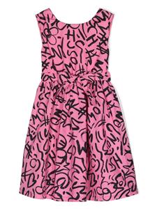 Moschino Kids Katoenen jurk met graffiti-print - Roze