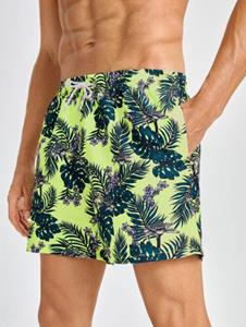 Zaful Tropical Leaf Floral Print Pocket Design Vacation Boardshorts